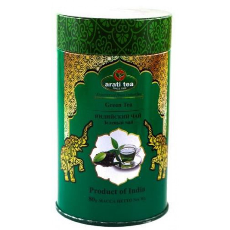 Arati, зеленый чай, Индия, банка 80 гр.