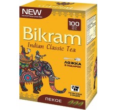 Bikram PEKOE черный крупнолистовой чай, 100 грамм, Индия