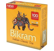 Bikram черный пакетированный чай 100 шт*2 гр., Индия