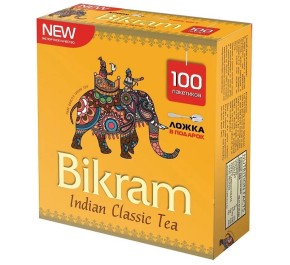Bikram черный пакетированный чай 100 шт*2 гр., Индия