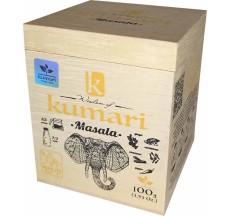 Деревянная коробочка Masala Kumari Platinum, черный листовой чай Масала, 100 гр, Непал